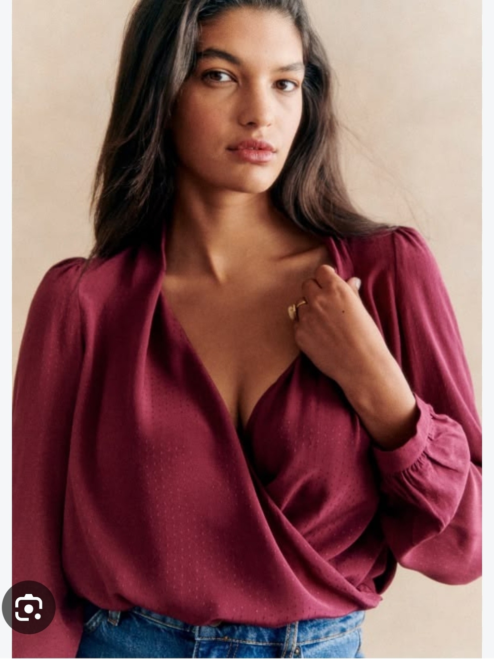 Sezane Plum Wrap-Front Blouse